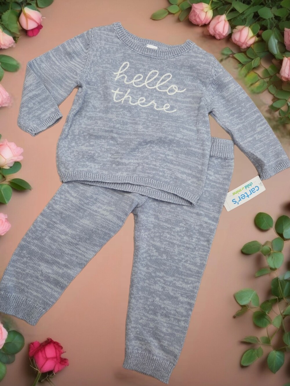 New Hello There Knit Sweater and Pants Set baby 18 months